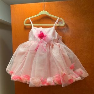 NEW Pink, flower petal detail dress, size 12 mos